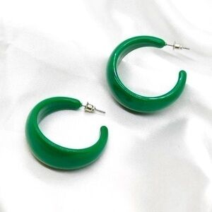 Green Acrylic Hoop Earrings
